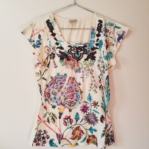 EMERALD crinkle applique shirt